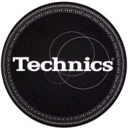   Slipmat Factory TECHNICS logo, fekete alapon bakelit mintával