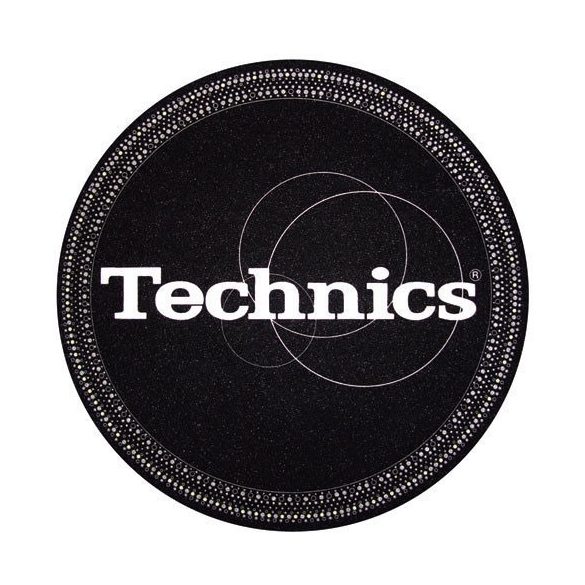 Slipmat Factory TECHNICS logo, fekete alapon bakelit mintával